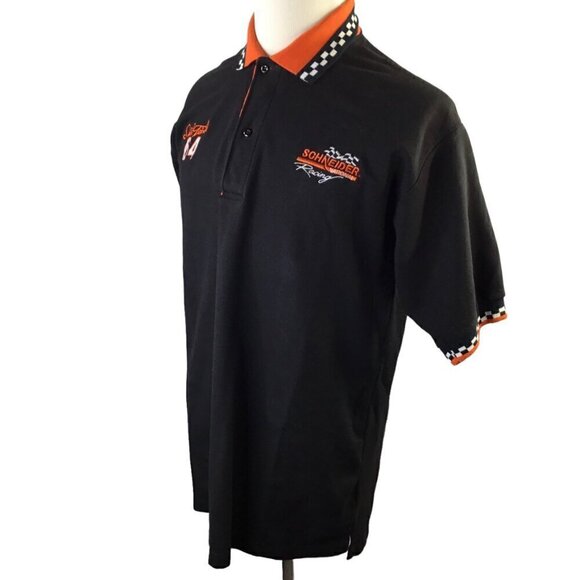 Dick Trickle Schneider National Racing Polo Shirt NASCAR Size Large Checkerboard - Picture 4 of 10